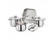 Stellar 1000 Stainless Steel 3 Piece Extra Deep Saucepan Set PLUS FREE Stainless Steel Bakepan & Rack